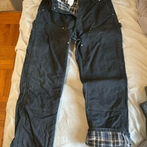Carhartt Carpenter Pants Lined Heavy Duty 36x30 Black Double Knee